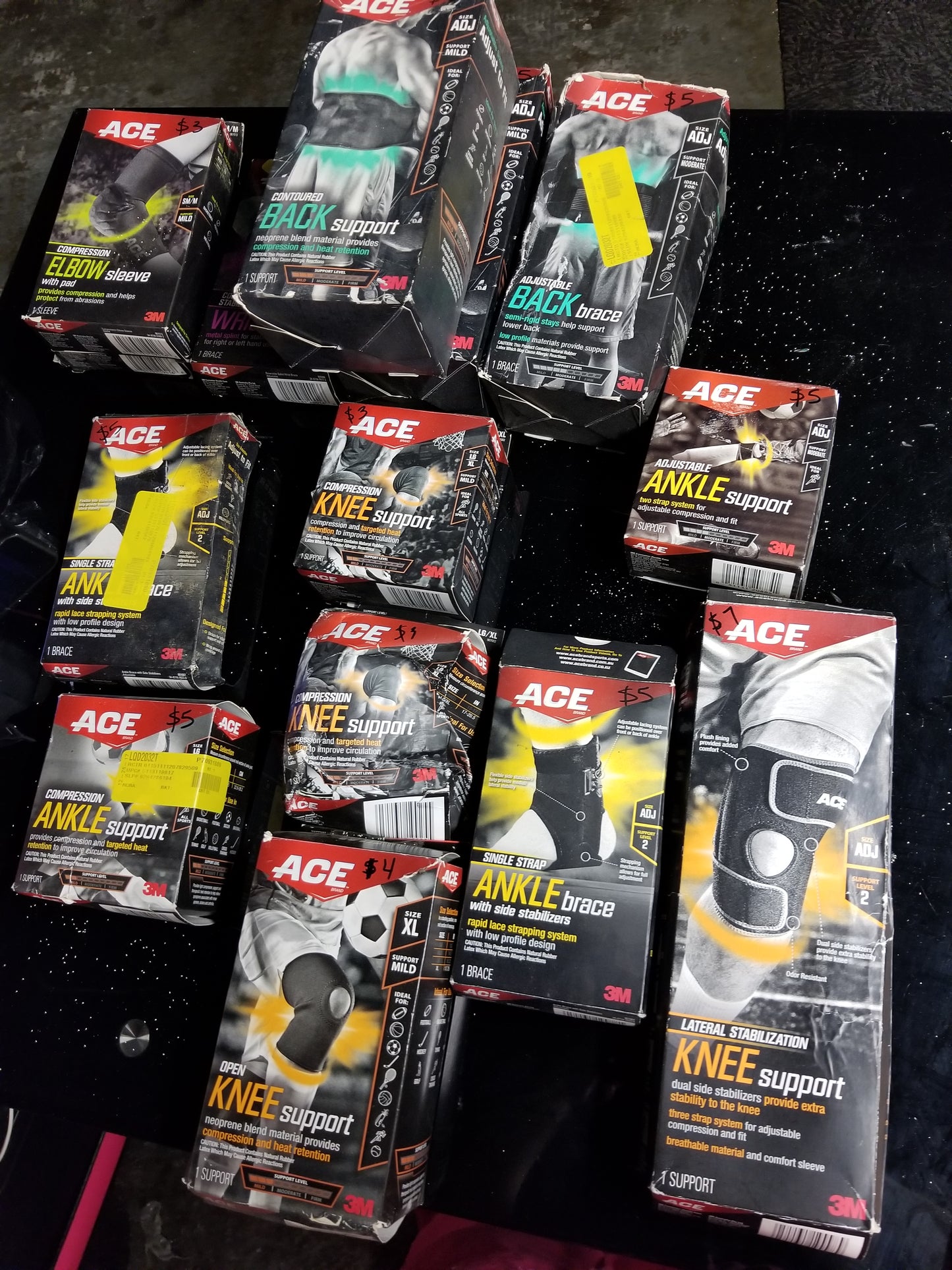 P00125 - Compression Elbow Sleeve, Wrist Brace, Contoured Back Support, Knee Support, Lateral Stabilization Knee Support, Ankle Brace, Adjustable Ankle Support, Singke Strap Ankle Support