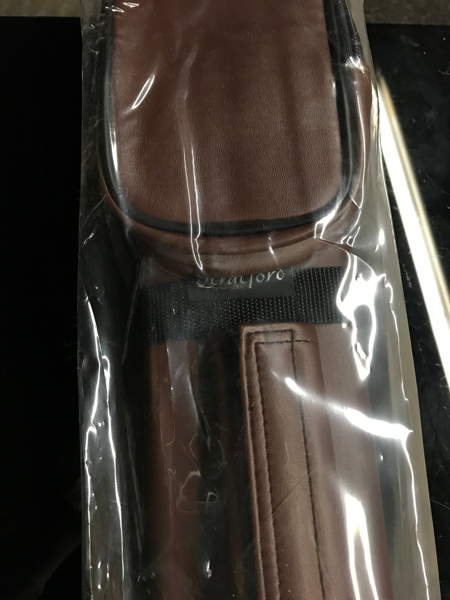 M00155 - TureClos Pool Cue Case 4 Holes Leather Adjustable Protector Lightweight Pouch Brown