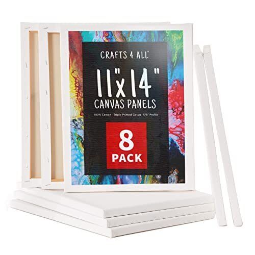 M00073 - Crafts 4 All Stretched Canvas Boards 11x14, 8 Pack – Blue