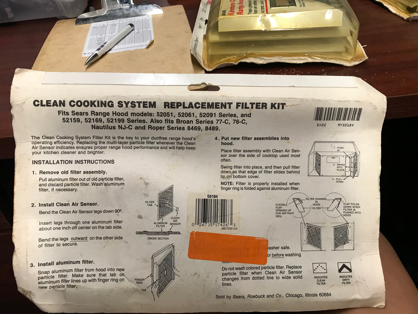 K00009 - Kenmore Clean Cooking Range Hood Filter