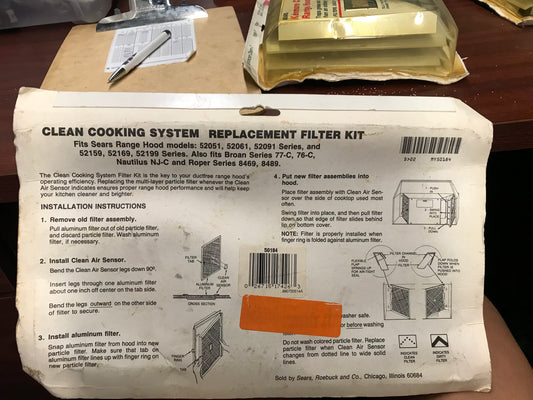 K00009 - Kenmore Clean Cooking Range Hood Filter