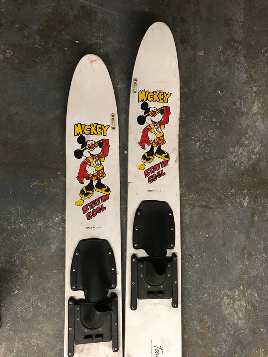 P00158 - Vintage Team Mickey Mouse wooden Waters Skis  Disney Cypress Gardens Skis