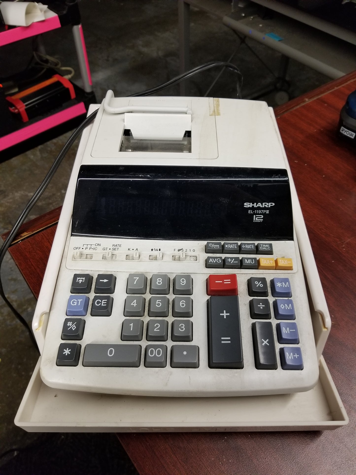 M00135 - Sharp EL-1197PIII Heavy Duty Color Printing Calculator with Clock and Calendar